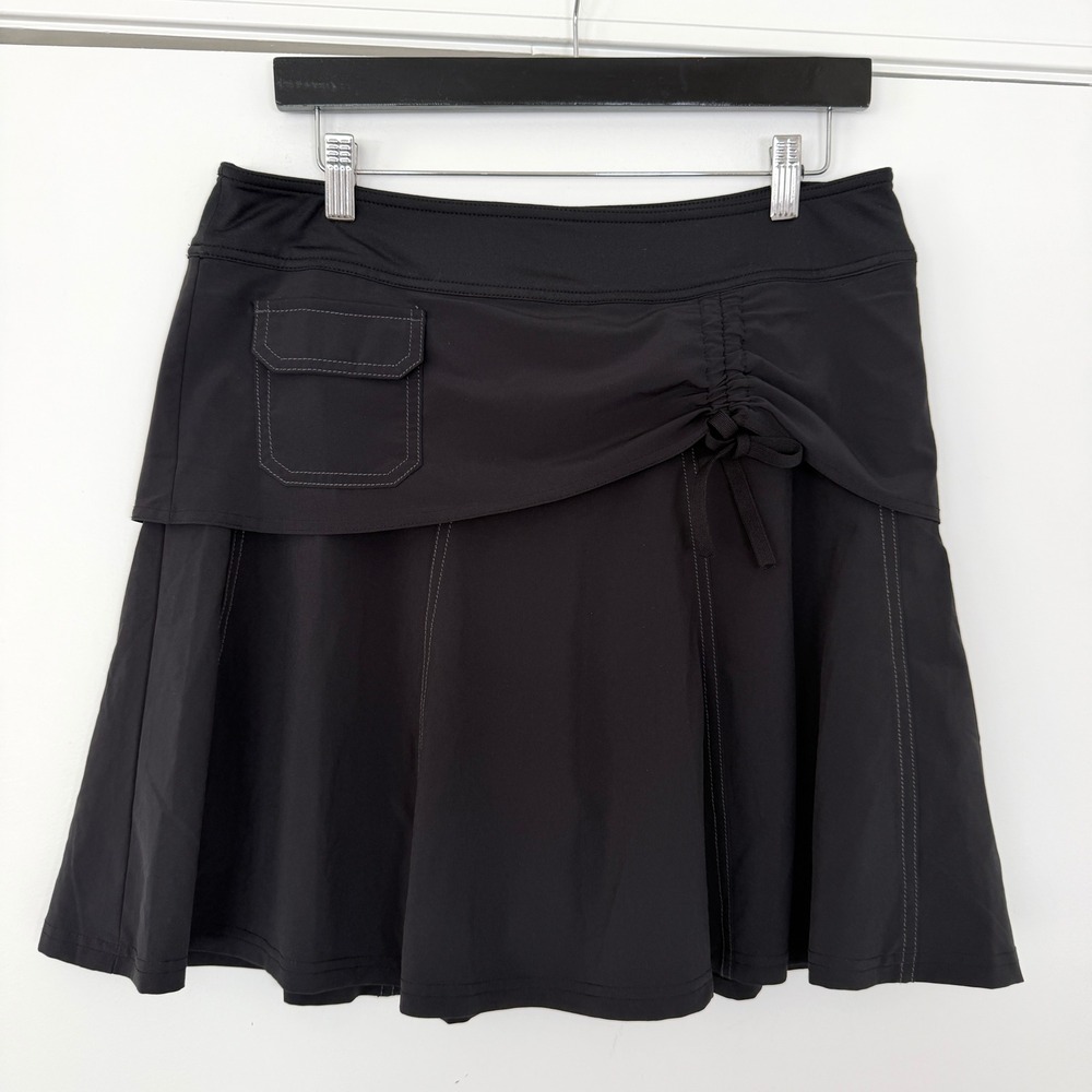 Athleta Wherever Black Cinched Side Skort Pocket Activewear Golf Tennis Womens 8